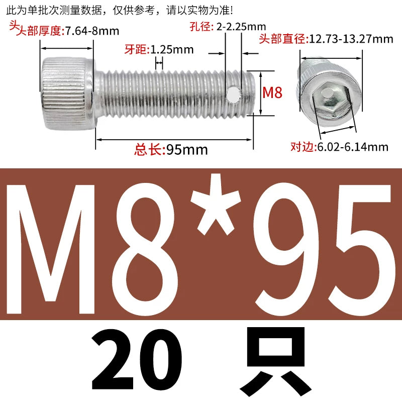 DIN912 304 SS Anti-Backout Screw M3-M10 Hex Socket Perforated Lead Seal Threaded Bolt