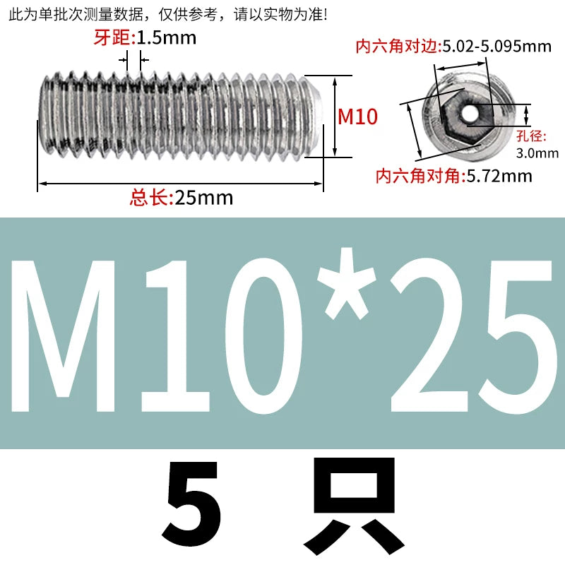 DIN913 Hex Socket Set Screw 304/316 Hollow Perforated Vacuum Exhaust Screw