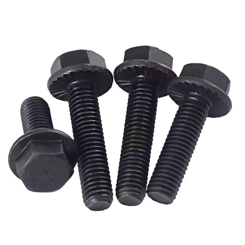 M6M8M10M12M14M16 10.9 grade toothed flange outer hexagon screw black with pad anti-skid hexagon bolt for Construction & Machinery