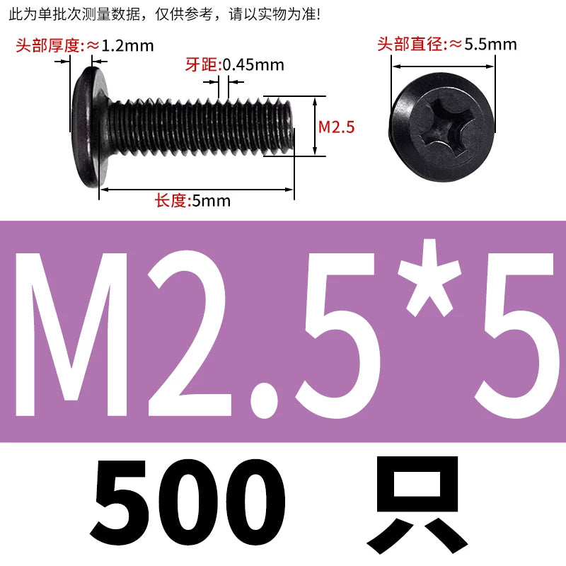 M2-M12 304 Black Stainless Steel Screw Chamfered Cross Large Flat Head Furniture Pair Lock Fastener