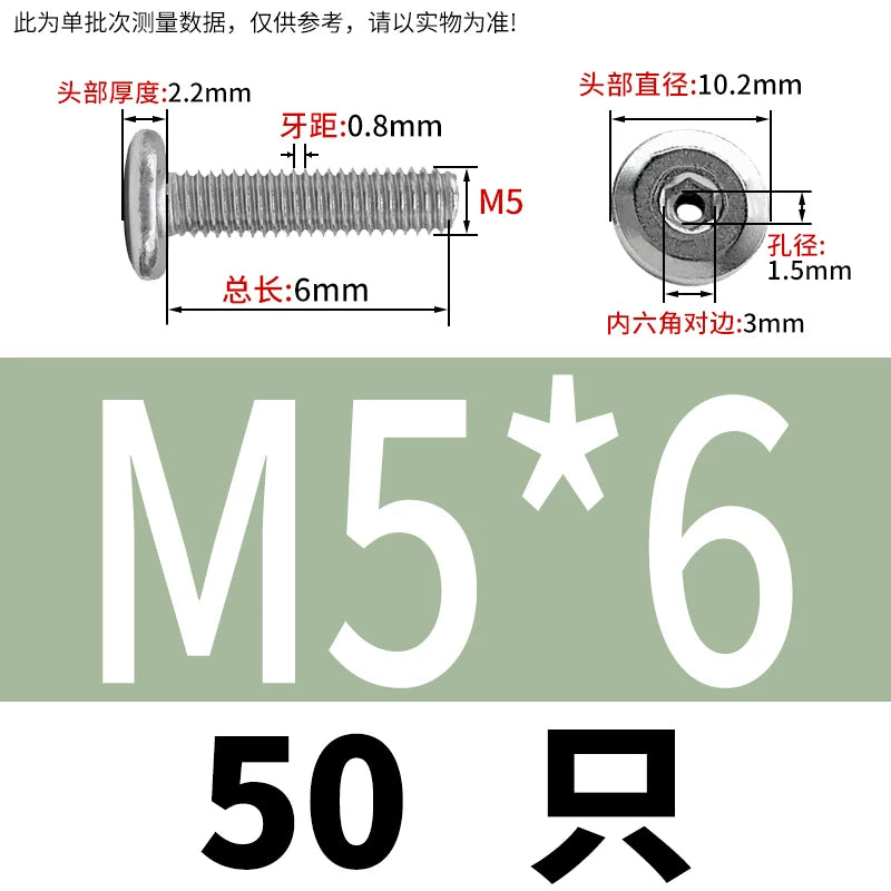 Thin Head Hex Socket Hollow Screws with Chamfered Edge, 304 Stainless Steel Vented Bolts