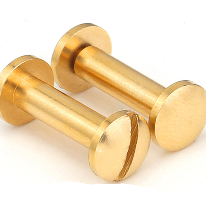 M4 Brass Slotted Round Face Lock Rivets All Copper Mother-Child Screws for Album Ledger