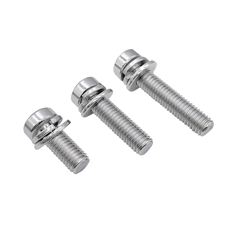 DIN7984 304 Stainless Steel  Screw M5 Hex Socket Thin Short Head Flat & Spring Washer Combination Screw