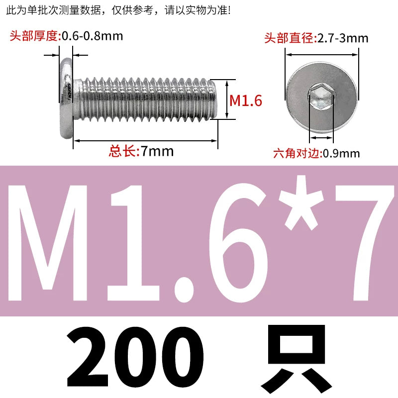 10.9 / 304 Stainless Steel Black Hex Screw CM Ultra-Thin Large Flat Head Low Profile C-Head Flat Shank M1.6-M12