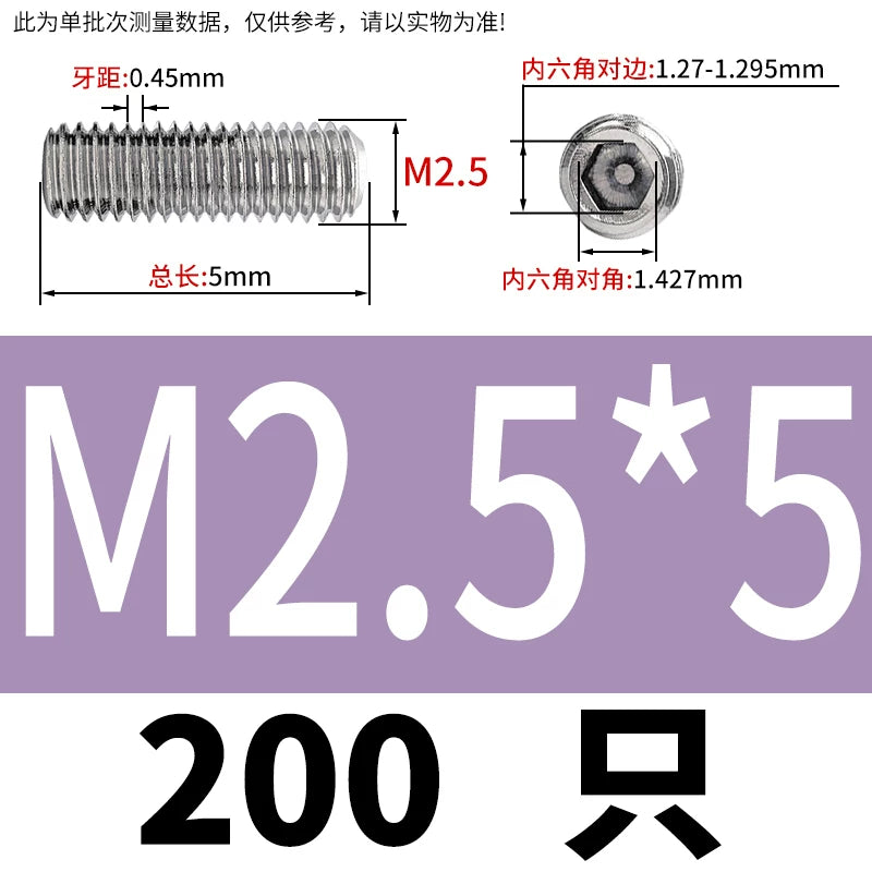 DIN913/GB77 M1.6-M20 Headless Set Screw 304 Stainless Steel Hex Socket Flat End Grub Screw