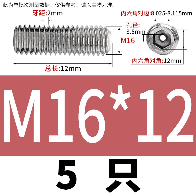 DIN913 Hex Socket Set Screw 304/316 Hollow Perforated Vacuum Exhaust Screw
