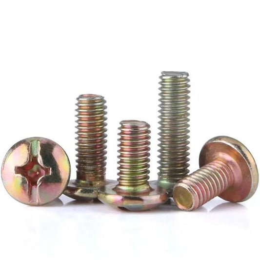 M5/M6/M8 Color zinc cross large flat head screw mushroom head machine tooth screw round head umbrella head bolt screw for Construction & Furniture Assembly
