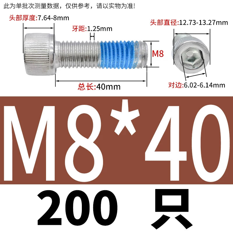 DIN912 Screw M1.4-M24  304 Stainless Steel Cup Head Hex Socket Coated Anti-Loose Bolt