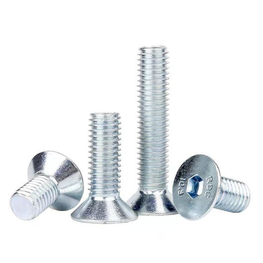 DIN7991 10.9 grade hexagonal countersunk head screw high strength carbon steel blue and white zinc countersunk head hexagonal machine bolt for Machinery & Construction