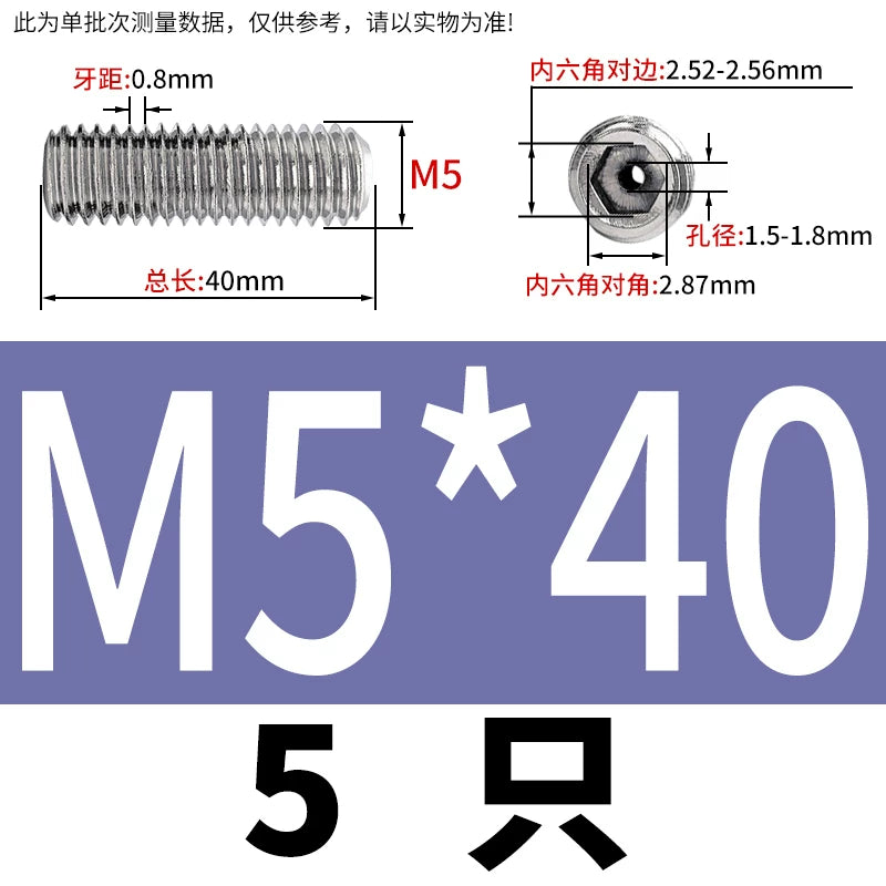 DIN913 Hex Socket Set Screw 304/316 Hollow Perforated Vacuum Exhaust Screw