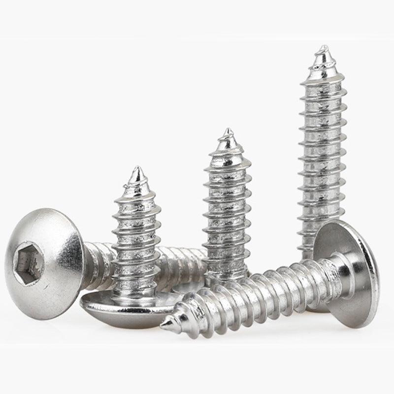 M4/M5/M6 304 stainless steel large flat head hexagon self-tapping screw mushroom head self-tapping nail umbrella head self-tapping thread for Furniture & Woodworking