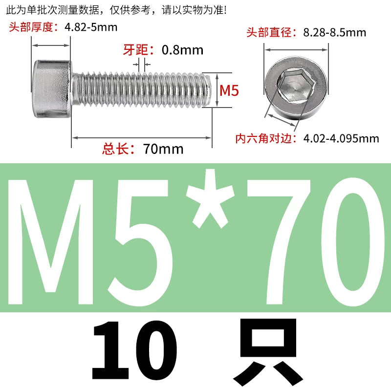 GB70.1 M2-M8 316 Stainless Steel Screw Hex Socket Cup/Cylindrical Head Fastener