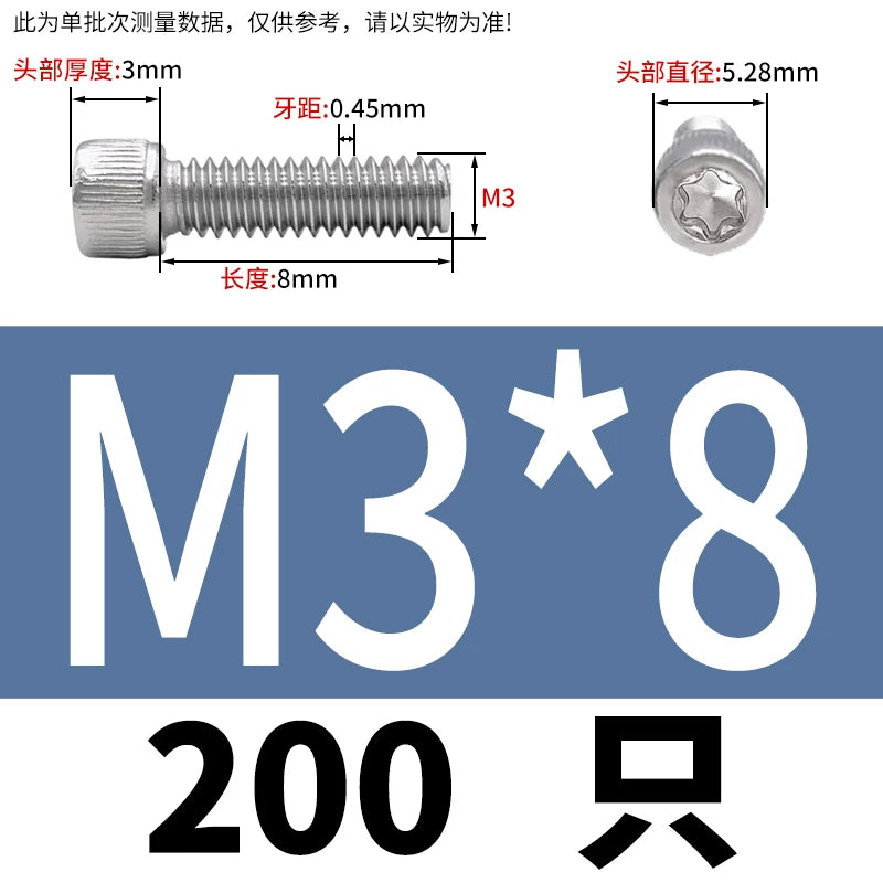 M2 & M3 Black 304 Stainless Steel Torx Socket Head Cap Screws | Knurled ISO 14580