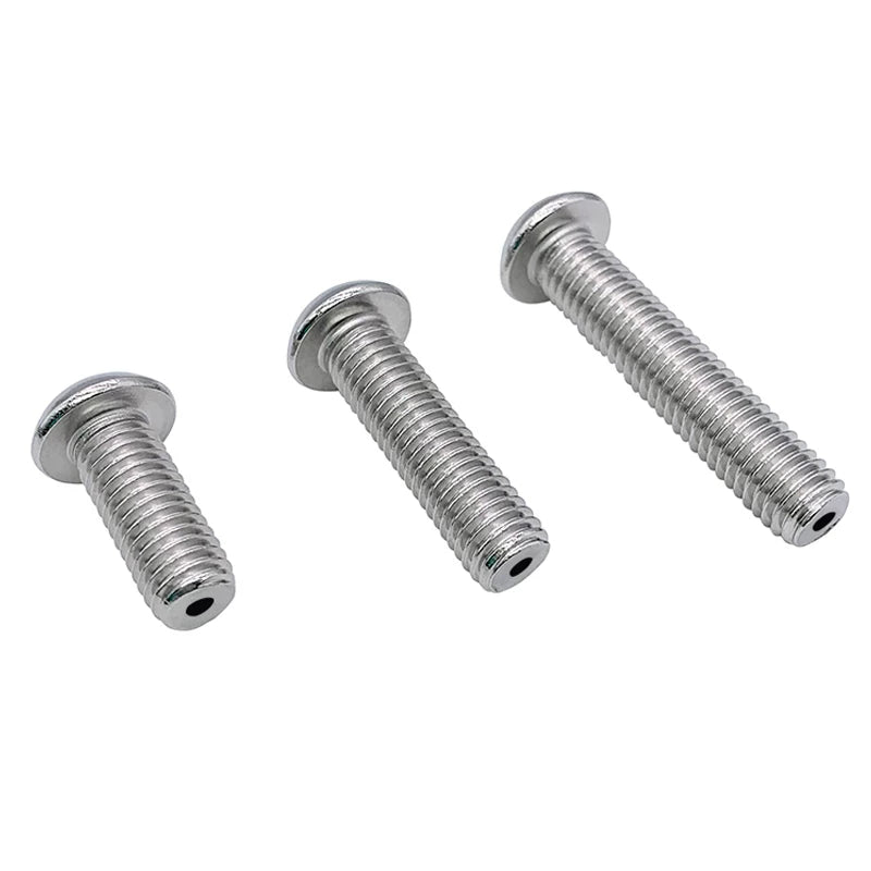 M2.5-M12 304/316 Stainless Steel Exhaust Screw Hex Socket Round Head Hollow Punching Vacuum Through Hole Threaded Screw