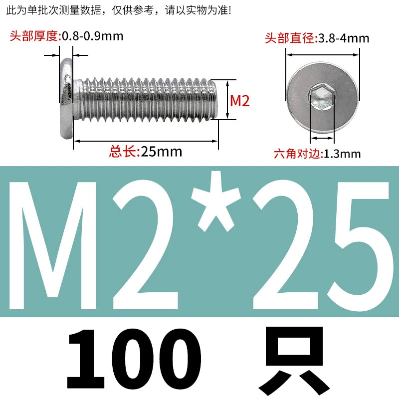 10.9 / 304 Stainless Steel Black Hex Screw CM Ultra-Thin Large Flat Head Low Profile C-Head Flat Shank M1.6-M12