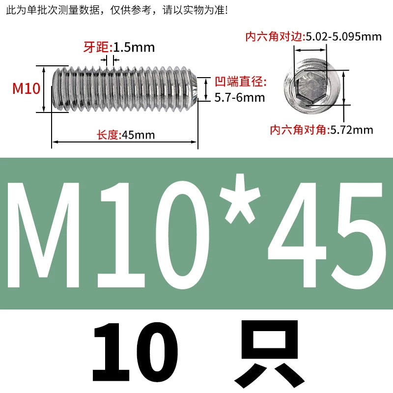 916K Headless Set Screw 304/316L Stainless Steel Hex Socket Knurled Concave End Threaded