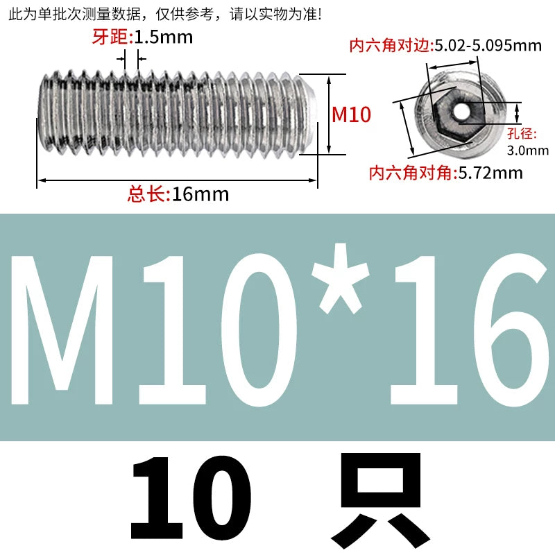 DIN913 Hex Socket Set Screw 304/316 Hollow Perforated Vacuum Exhaust Screw