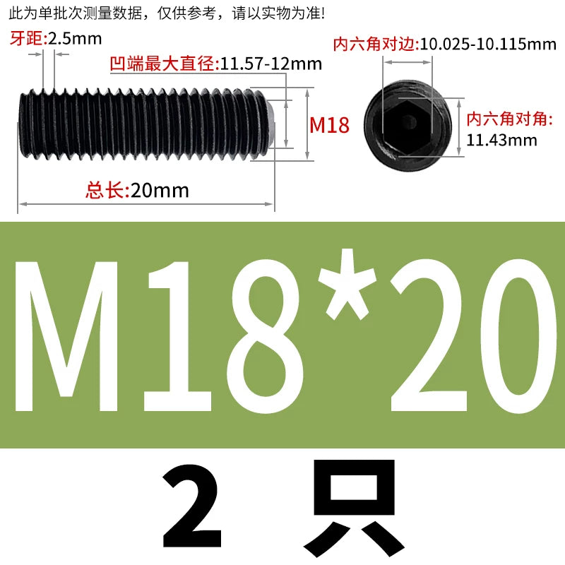 DIN916/GB80 M1.6-M24 Concave End Screw | 12.9 Grade Hex Socket Headless Industrial Set Screw