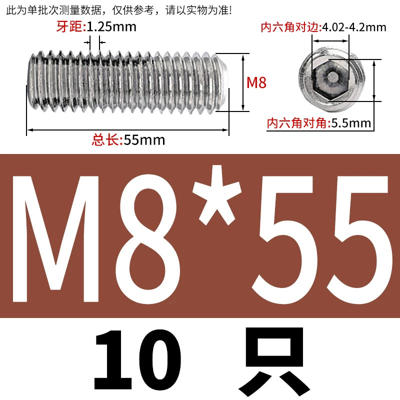 DIN913/GB77 M1.6-M20 Headless Set Screw 304 Stainless Steel Hex Socket Flat End Grub Screw