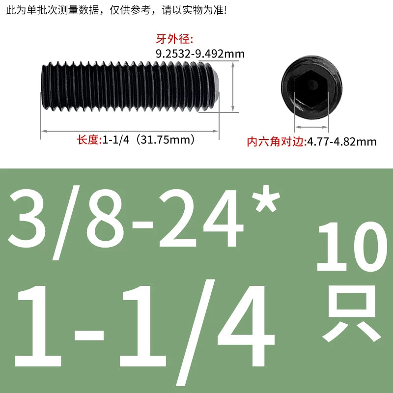 5/16-24 3/8-24 1/2-20 5/8-18 UNF Grade 12.9 Hex Socket Screw Fine Thread Concave End Fastener