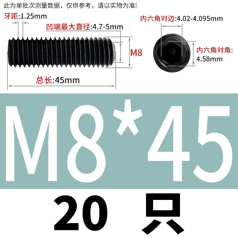 DIN916/GB80 M1.6-M24 Concave End Screw | 12.9 Grade Hex Socket Headless Industrial Set Screw