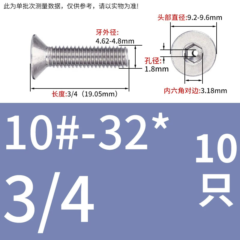 UNC/UNF 304/316 Stainless Steel Screw Hex Socket Countersunk Hollow Through-Hole Vacuum Exhaust Fastener