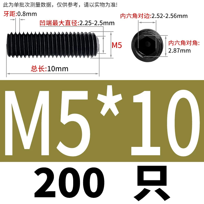 DIN916/GB80 M1.6-M24 Concave End Screw | 12.9 Grade Hex Socket Headless Industrial Set Screw