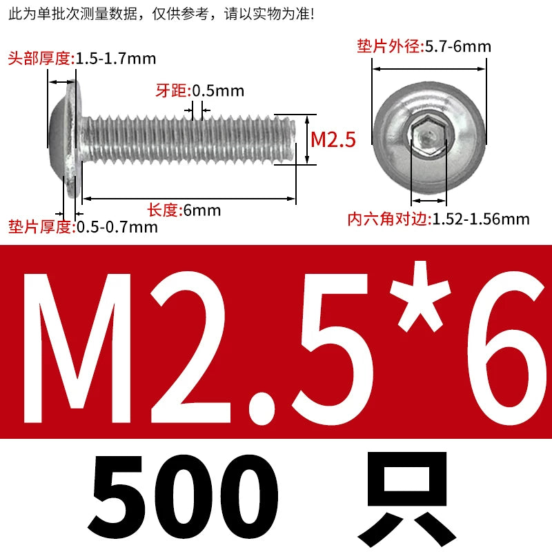 ISO7380.2  M2-M10 Hex Socket Screw 304/316 Stainless Steel Pan Head Flanged Padded Screw