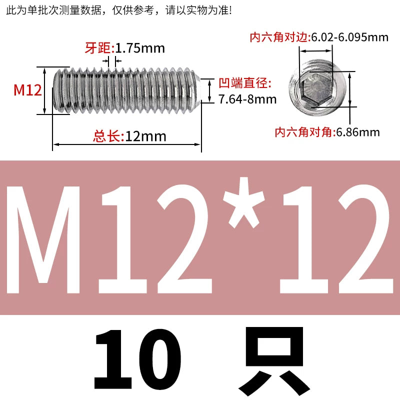 DIN916 M3-M10  316 Stainless Steel Concave End Set Screw Hex Socket Headless Fastener