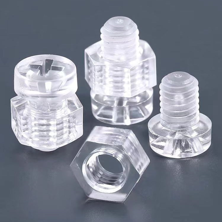 M4 M5 M6 Clear Plastic Cross Screws & Nuts Set Acrylic Flat Round Head Transparent Fasteners for DIY Crafts & Acrylic Projects