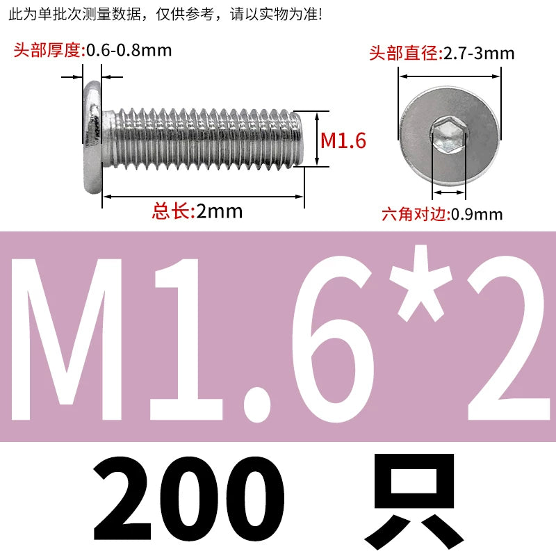 10.9 / 304 Stainless Steel Black Hex Screw CM Ultra-Thin Large Flat Head Low Profile C-Head Flat Shank M1.6-M12