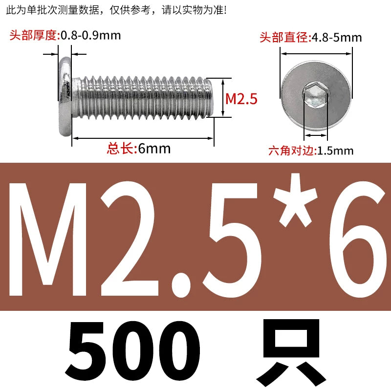 10.9 / 304 Stainless Steel Black Hex Screw CM Ultra-Thin Large Flat Head Low Profile C-Head Flat Shank M1.6-M12
