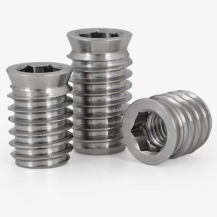 M4/M5 304 stainless steel inner and outer teeth embedded nuts inner hexagonal countersunk head nuts with media furniture nuts embedded parts for Woodworking & Furniture Repair
