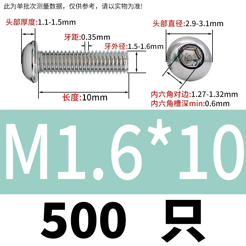 ISO7380 304 Stainless Steel Round Cup Mushroom Head Screw Hex Socket Full/Half Thread Extension Screw