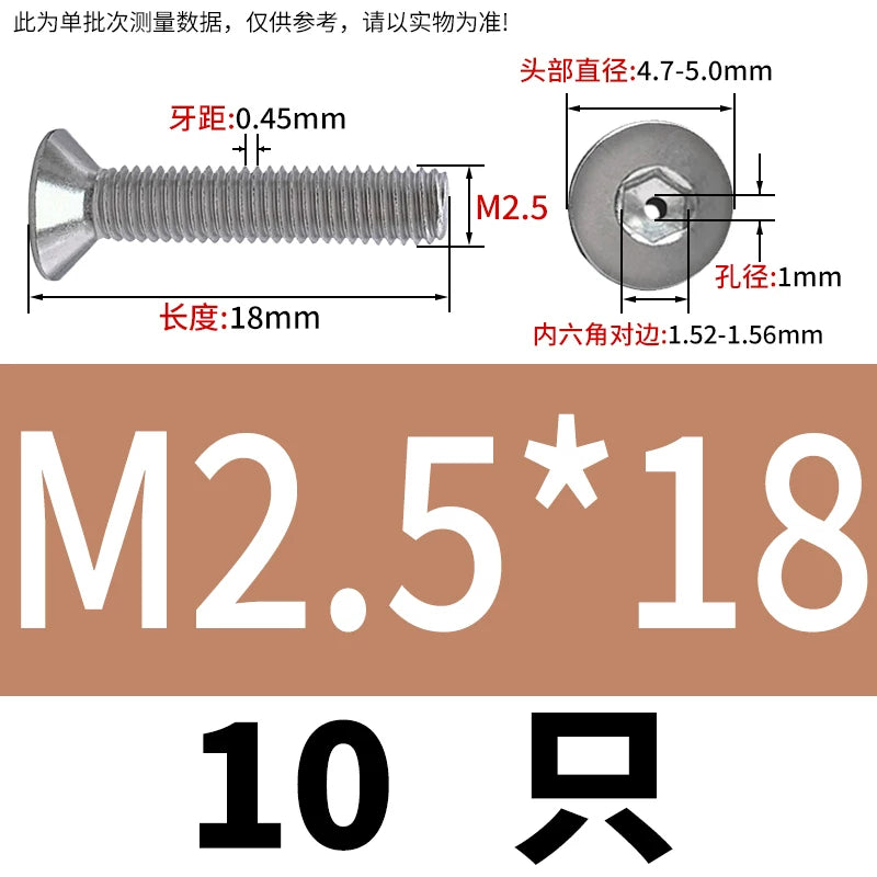 M2-M16 304/316 Stainless Steel Screw Countersunk Hex Hollow Exhaust Vacuum Through-Hole Bolt