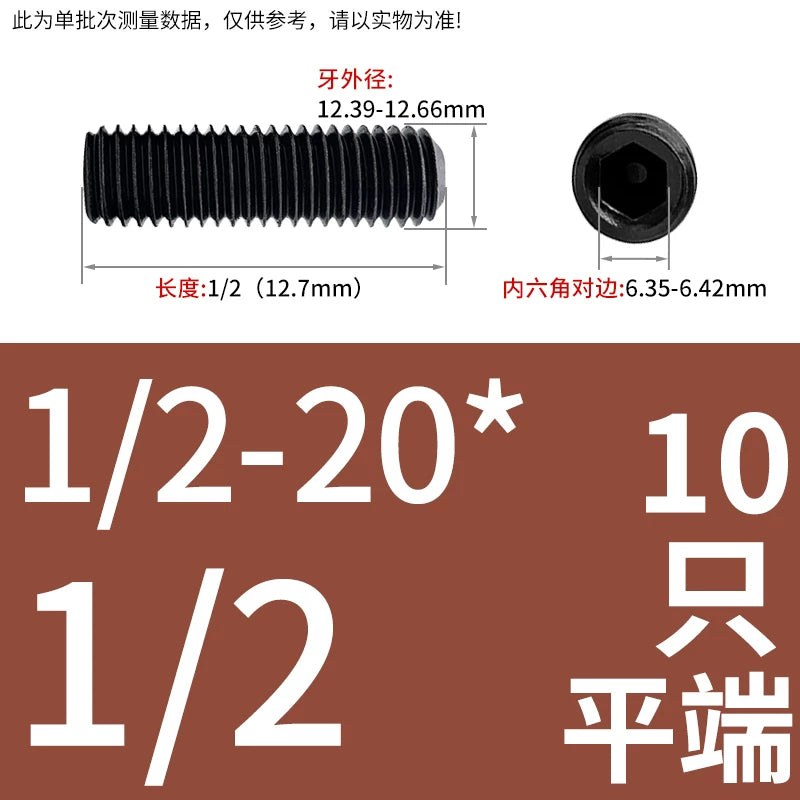 5/16-24 3/8-24 1/2-20 5/8-18 UNF Grade 12.9 Hex Socket Screw Fine Thread Concave End Fastener