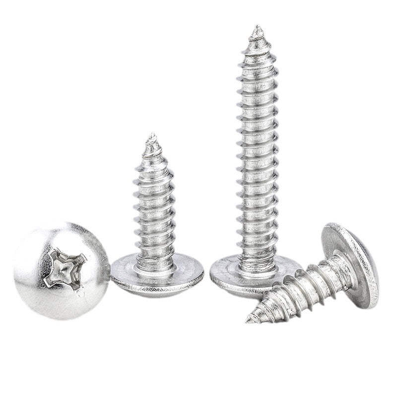 M2.3/M3/M4/M6 Nickel-Plated Self-Tapping Screws Large Flat Head/Mushroom Umbrella Head Cross Slot Screws for Furniture Assembly/Woodworking/DIY Home Hardware/Cabinet Installation
