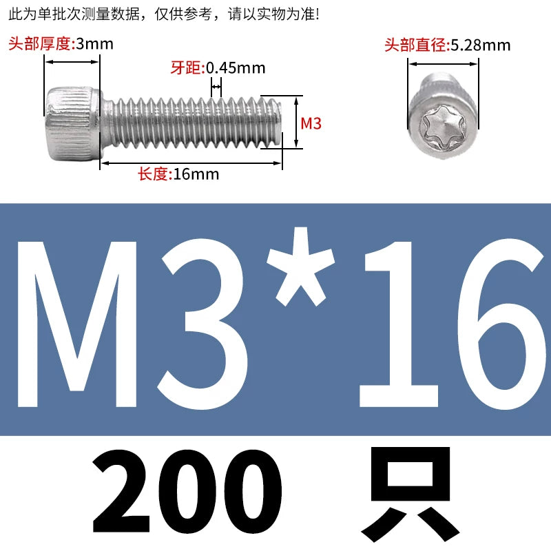 M2 & M3 Black 304 Stainless Steel Torx Socket Head Cap Screws | Knurled ISO 14580