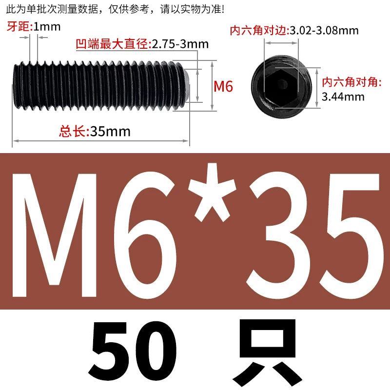 DIN916/GB80 M1.6-M24 Concave End Screw | 12.9 Grade Hex Socket Headless Industrial Set Screw