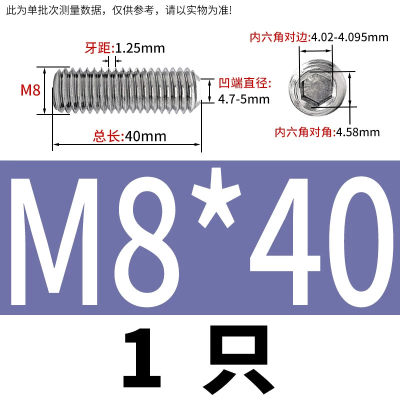 DIN916 M3-M10  316 Stainless Steel Concave End Set Screw Hex Socket Headless Fastener