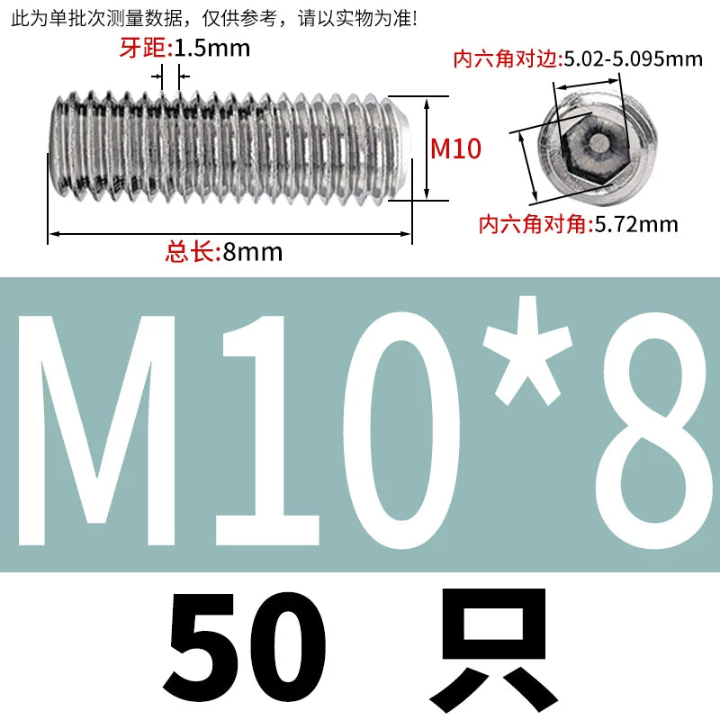 DIN913/GB77 M1.6-M20 Headless Set Screw 304 Stainless Steel Hex Socket Flat End Grub Screw