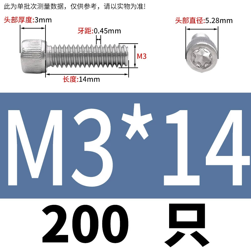M2 & M3 Black 304 Stainless Steel Torx Socket Head Cap Screws | Knurled ISO 14580