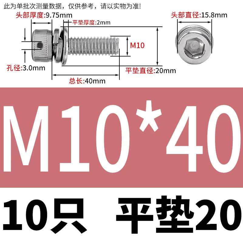 Vented 304/316 SS Socket Head Cap Sems Screws | M3-M8 | Pre-assembled Washers & Sealing Wire Hole