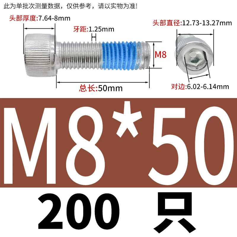 DIN912 Screw M1.4-M24  304 Stainless Steel Cup Head Hex Socket Coated Anti-Loose Bolt