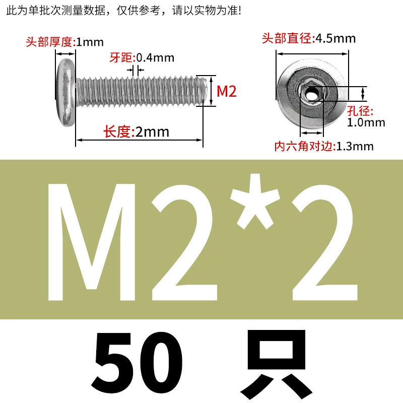 Thin Head Hex Socket Hollow Screws with Chamfered Edge, 304 Stainless Steel Vented Bolts