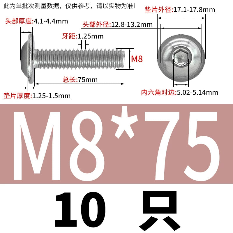 ISO7380.2  M2-M10 Hex Socket Screw 304/316 Stainless Steel Pan Head Flanged Padded Screw