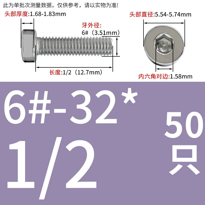 UNC/UNF 304/316 Stainless Steel Machine Screw US Inch Thin Short Head Hex Drive Coarse/Fine Thread