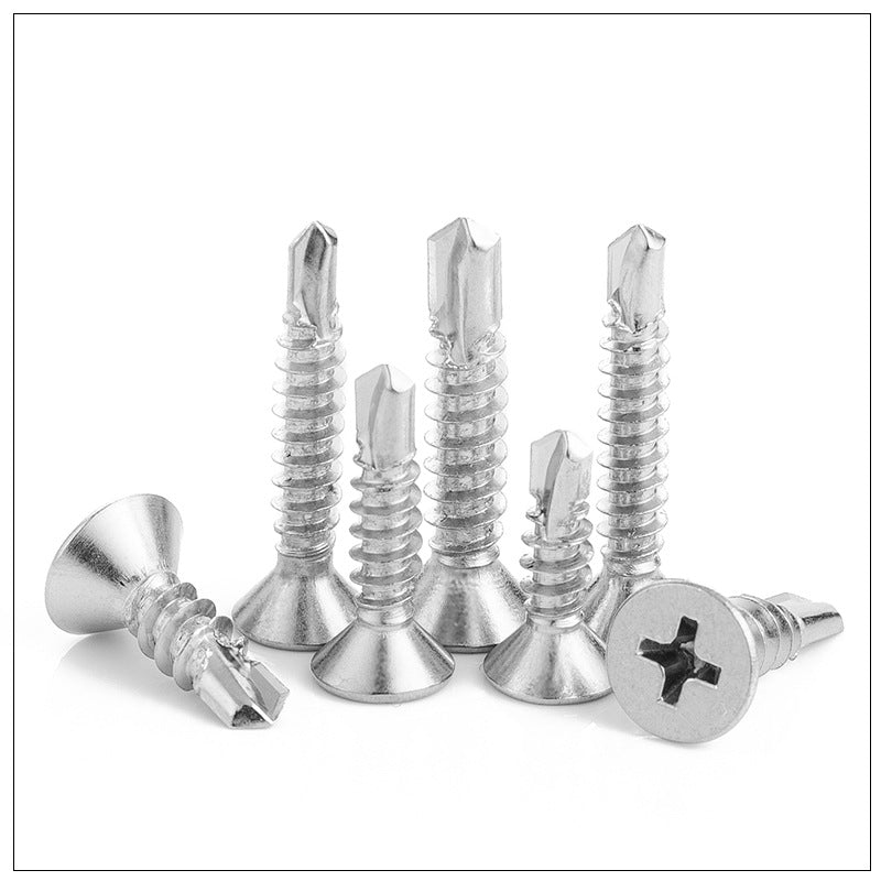 M4.2/M4.8  410 stainless steel cross countersunk head drill tail wire blue zinc flat head self-drilling screw dovetail nail dovetail wire for Construction & Woodworking