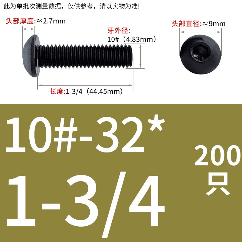 10.9 Grade UNC/UNF/BSW Screw Round Mushroom Cup Head Hex Machine Screw