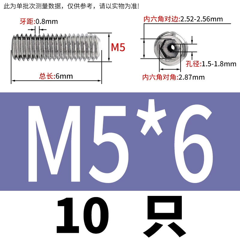 DIN913 Hex Socket Set Screw 304/316 Hollow Perforated Vacuum Exhaust Screw